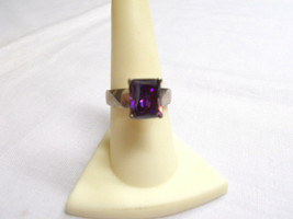 Sale Vintage PURPLE MYSTIC TOPAZ FC Rectangle STONE STERLING SILVER RING... - £47.18 GBP