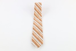 Vintage 70s Rockabilly Distressed Silk Striped Color Block Neck Tie Dres... - $19.75