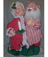 Annalee Mobilite Doll 18&quot; SANTA &amp; MRS. CLAUS in Pajamas Holding Candle  - £97.62 GBP