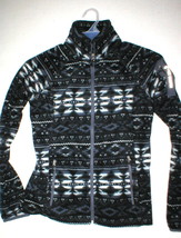 Womens NWT $60 New Free Country Micro Fleece Jacket Black Gray White S Warm  - £47.37 GBP
