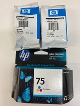 Lot of 3 Genuine HP 75 Tri-Color Ink Cartridge (CB337WN) - EXP 2011 + - $19.95