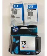 Lot of 3 Genuine HP 75 Tri-Color Ink Cartridge (CB337WN) - EXP 2011 + - $366.58 MXN
