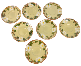 Vintage Set of 7 STANGL Pottery WHITE DOGWOOD Flower Saucer Plates Hand ... - £15.44 GBP