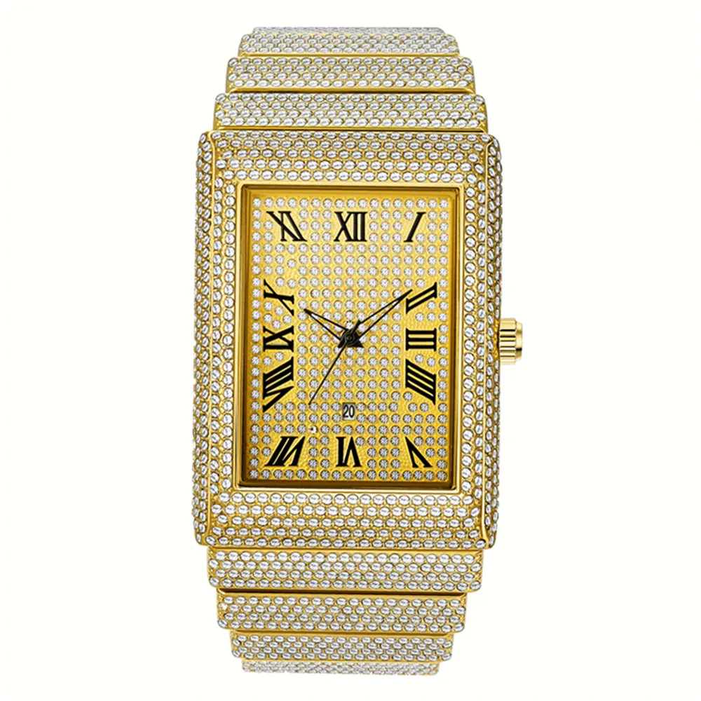 Big Brand Luxury Watch sss Supply For Men Hip Hop Diamond Golden Date Qu... - £23.69 GBP