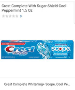 24 packs Crest Complete Whitening Scope Cool Peppermint Toothpaste 1.5 o... - $787.32 MXN