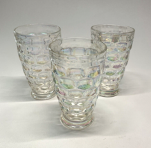 Federal Yorktown Set of 3 Iridescent Thumbprint Glass Tumblers 12oz MCM ... - $33.52 CAD