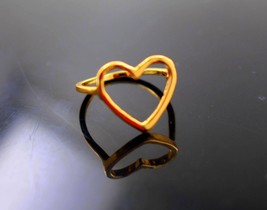 Labor Day Gift Handmade Heart Design Authentic 18K Yellow Gold Unisex Ring Band - £623.37 GBP