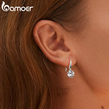 Authentic 925 Silver Simple Versatile Hook Earrings for Women Plated Platinum Ea - $17.55
