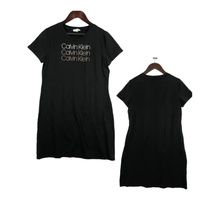 Calvin Klein Logo Short Sleeve Night Shirt LARGE Womens Black Rhinestones - £11.47 GBP