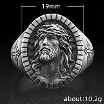 Vintage Silver Color Jesus Cross Ring For Men Women Popular Fashion Religious Be - £7.28 GBP