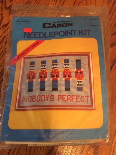 NEW Vintage 1975 Caron Needlepoint Kit NOBODY'S PERFECT  Soldiers 4553  12" x 9" - $29.95