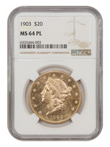 1903 $20 NGC MS64 PL - Tied Finest Known! - Liberty Double Eagle - Gold Coin - £5,403.89 GBP