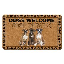 Funny Boxer Dog Pet Lover Outdoor Doormat People Tolerated Dogs Welcome ... - £31.54 GBP