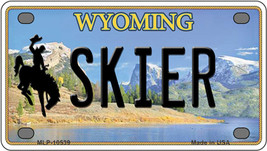 Skier Wyoming Novelty Mini Metal License Plate Tag - £11.76 GBP