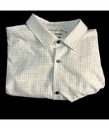 Perry Ellis Dress Shirt Men Size XXL Long Sleeve White Black Dots &amp; Buttons - $712.07 MXN
