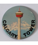 CALGARY TOWER PINBACK BUTTON VINTAGE RETRO SOUVENIR CANADA CANADIAN ALBERTA - $21.93 CAD