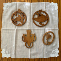 German Laser Cut Wooden Holiday Ornaments - Goose, Dove, Partridge, and Flower - £14.56 GBP