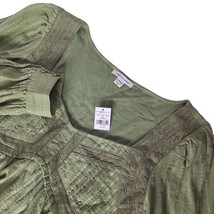American Eagle Women&#39;s Babydoll Blouse Top Size XS Olive Green Lace Button Cuffs - £23.65 GBP