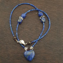 Lapis Lazuli With Diamond Quartz Jewelry Necklace Handmade Necklace - $23.00