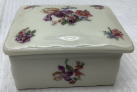 Vintage Victoria China Czechoslovakia Covered Jar Trinket Box 3&quot; x 2.5&quot; - £10.44 GBP