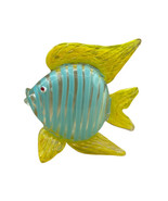 Art Glass Large Blown Fish Swirl Yellow Fin 7.5” Baby Blue Clear Hollow ... - £25.28 GBP