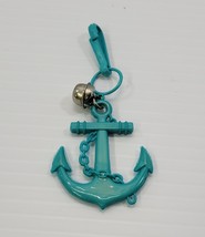MM) Vintage 1980s Plastic Bell Charm For Necklace Teal Anchor - $10.82 CAD