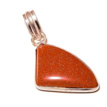 Red Sunstone Gemstone 925 Silver Overlay Handmade Bezel Set Pendant - $166.17 MXN