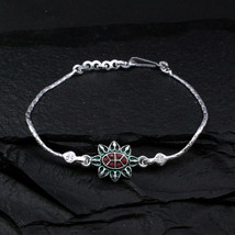 Real Silver Multicolor bracelet Rakhi for men women 7.5&quot; - £45.67 GBP