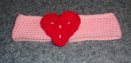 Handmade Crochet Pink Red Heart Dog Collar LARGE Welsh Pembroke Corgi Brand New - $10.99