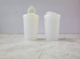 Tupperware Pair OF 2 #102 Salt/Pepper/Spice Shakers 4in. w/Lids &amp;Caps Clear - £12.73 GBP