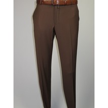 Men's MONO Turkey Slacks 100% Wool Plain Front Slim Fit 2502-12 Coco Brown image 2