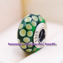 925 Sterling Silver Handmade Glass Large Exotic Green Murano Glass Charm... - $6.00
