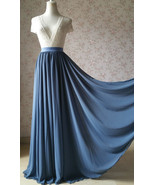 DUSTY BLUE Chiffon Maxi Skirt Women Plus Size Maxi Chiffon Skirt for Wedding - $62.99