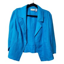 Chico&#39;s 2(14)Large Cropped Linen Blazer 3/4 Sleeve Open Front  - $21.31