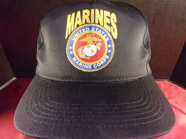 NWOT U.S. MILITARY USMC U.S. MARINES BLACK CAP HAT ADJUSTABLE RL 5 - $15.29