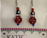 Kate &amp; Macy Clementine Design Lighthouse Lane Red White Blue Earrings Je... - £7.68 GBP