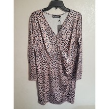 Allegra K Cross Front Chest Long Sleeve Dress Leopard Print sz XLarge Mid-Length - £29.73 GBP