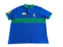 NWT Polo Ralph Lauren Polo Shirt Mens 4XL Large Pony Logo Blue w/ Green ... - $62.88