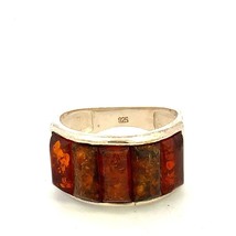 Vintage Sterling Silver Baltic Amber Multi Shades Of Color Elegant Ring Size 9.5 - £38.72 GBP