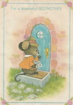 Vintage Mother's Day Card Dressed Mouse at Door Godmother Hallmark 1960's - $6.92