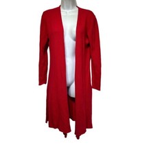 neiman marcus red 100% cashmere Cardigan duster sweater Size S repaired - $98.99