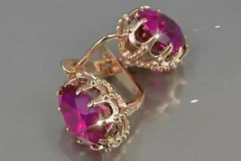 4Ct Oval Cut Simulated Red Ruby Drop &amp; Dangle Earrings 14K Rose Gold Plated - £37.45 GBP