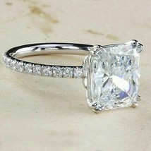 2.40Ct Cushion Simulated Moissanite Engagement Ring 14k White Gold Plated Silver - £77.15 GBP