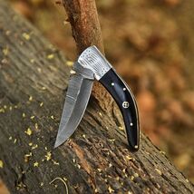 Handmade Damascus Folding Blade Pocket Knife Tactical -Skinner Hunting EDC - $31.67