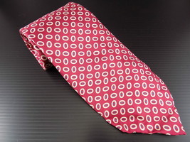 Handmade Mens Neck Tie 100% Silk Fcr Limited Edition Red w/ Oval Dots - £6.35 GBP