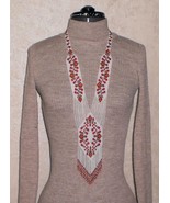 Handmade beaded Sautoir-Gerdan-Necklace with fringe in ethnic style, boh... - $86.79 CAD