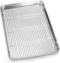 Cookie Sheet and Cooling Rack Set, 16 Inch Stainless Steel Baking Pan with a Rac - £19.02 GBP