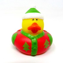 Ugly Christmas Sweater Rubber Duck 2&quot; Red Buttons Contest Duckie Squirter      C - £6.67 GBP