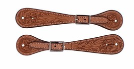 Western Saddle Horse Adult Tooled Leather Spur Straps for your Boots - £10.54 GBP