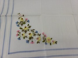 DESCO Hand Made Spring Embroidered Floral Linen Handkerchie Made In Swit... - £9.40 GBP